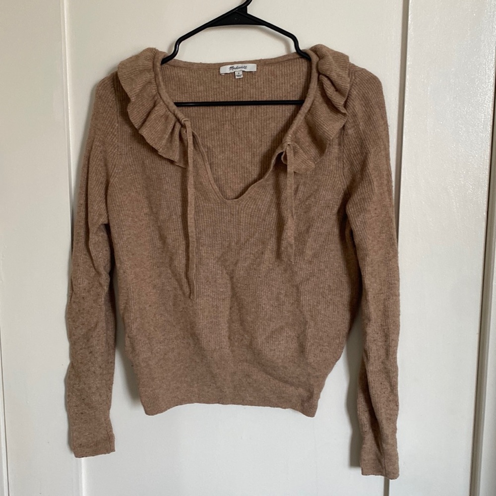 Madewell Tan Ruffle Sweater